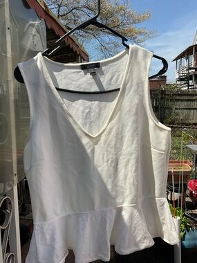 J. Crew White Sleeveless V-Neck Peplum Tank